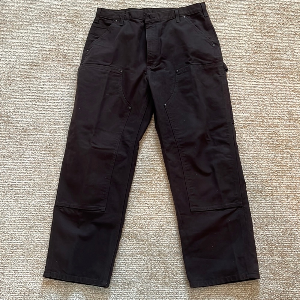 BROWN CARHARTT LOOSE FIT WASHED DUCK DOUBLE-FRONT UTILITY WORK PANT Size 36x30